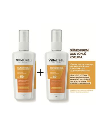 VilleD'eau 2 Pieces Anti-Stain High Protection Spf50+ Face and Body Summer and Winter Sun Cream 125 Ml