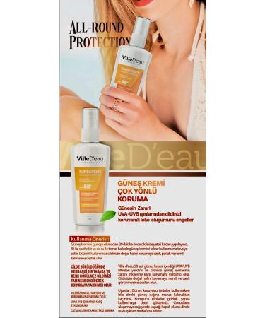 VilleD'eau 2 Pieces Anti-Stain High Protection Spf50+ Face and Body Summer and Winter Sun Cream 125 Ml - Buy Online on GoSupps.com