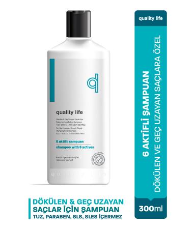 Quality Life Ql 6 Active Anti Hair Loss Shampoo Fast Hair Growth Salt-Free Sulfate-Free Biotin Keratin Collagen