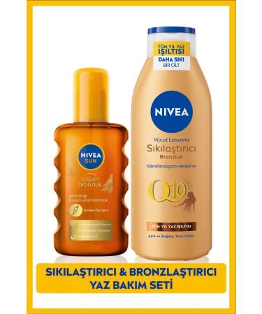 NIVEA Sun Carotene Bronzing Sun Spray 200ml and Q10 Firming Tan Body Lotion 200ml