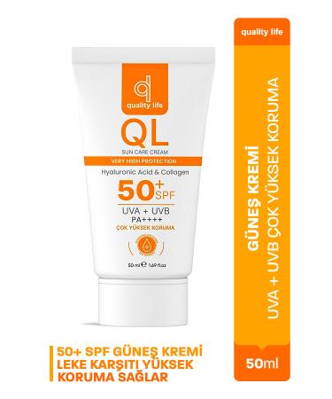 Quality Life High Protection Face Sunscreen Anti-Spot Water Based SPF 50+ For Oily Combination Dry Skin 50 ML