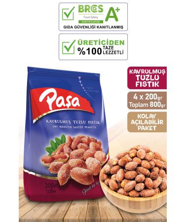 Pasha Nuts Roasted Salted Peanuts 200 gr X 4 Pieces (TOTAL 800GR)