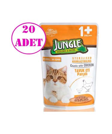 Jungle Neutered Cat Canned Chicken Jelly 100 gr 20 Pcs