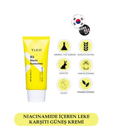 T AM B3 Niacin Sunscreen Spf50 Pa 50ml - Anti-Dark Spot Niacinamide Daily Face Sunscreen