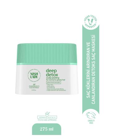 Nishlady Deep Detox Purifying Mask for Oily Hair Jojoba Beads Green Tea and Avocado Extracts