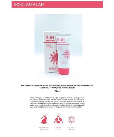 FOODAHOLIC Pink Power Adenosine Non-Sticky Spf50 Pa Uva/UVB Sun Cream 70ml - Buy Online on GoSupps.com