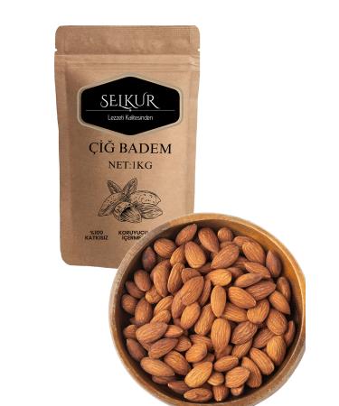 SELKUR Raw Almond 1kg Doypack Packaging Coarse Grain