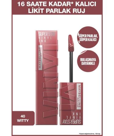 Maybelline New York Super Stay Vinyl Ink Long-Lasting Liquid Glossy Lipstick 40 Witty