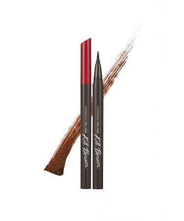 CLIO Sponge Tip Waterproof Pencil Eyeliner Superproof Pen Liner Kill Brown (02 BROWN)