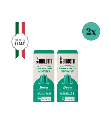 Bialetti Nespresso Compatible Decaffeinato Decaffeinated Capsule Coffee 2x10 Pieces