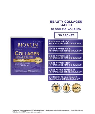 Bioxcin Beauty Collagen Powder 30 Sachets X 10 000 Mg Type 1 - Type 3 Hydrolyzed Collagen - Keratin - Buy Online on GoSupps.com