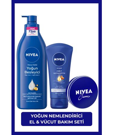 NIVEA Creme 30ml Intensive Nourishing Body Milk 400ml Moisturizing Hand Care Cream 75ml Dry Skin Hyaluron