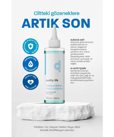 Quality Life Glycolic Acid Toner - AHA BHA - Pore Tightening Dead Skin Remover Purifying Face Cleanser - Buy Online on GoSupps.com