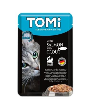 Tomi Pouch Adult Cat Canned Food with Salmon and Trout 100gr - 12 Pieces - Buy Online on GoSupps.com