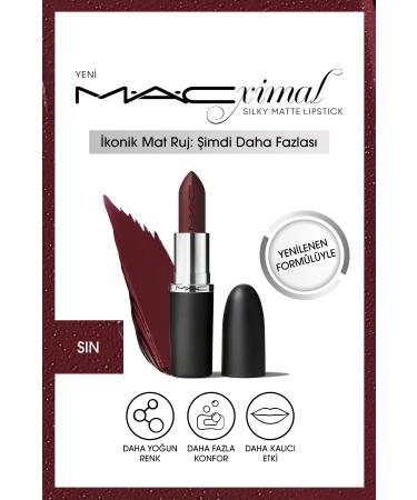 Mac Moisturizing Effective High Pigmentation Matte and Natural Finish Lipstick-Sin KEYON.190