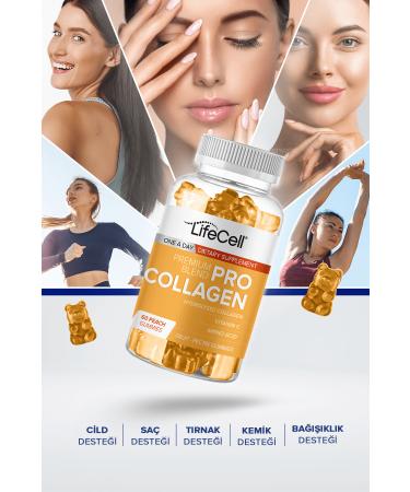 Lifecell Pro Collagen - 60 Gummies Skin Care Food Supplement Containing Hydrolyzed Collagen and Vitamin C - Buy Online on GoSupps.com