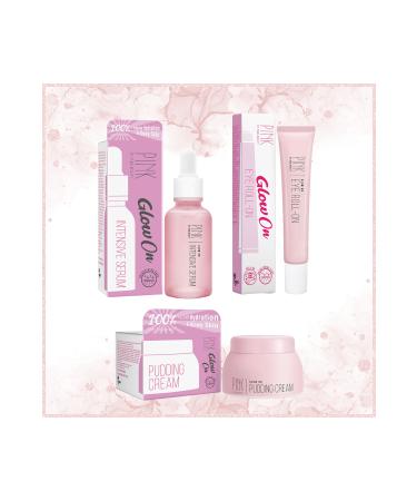 PURE BEAUTY Glow On Pudding Cream 50 ml - Eye Contour Roll On 15 ml - Glow On Intensive Serum 30 ml Set of 3