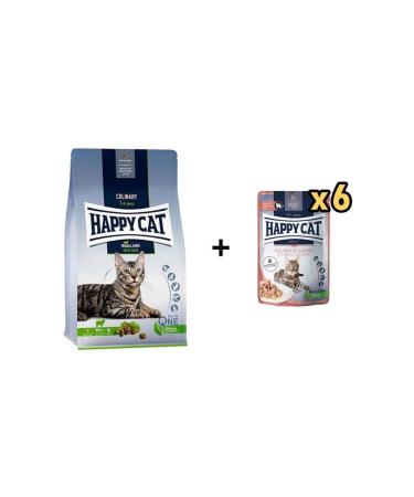 Happy Cat Culinary Weide Lamm Lamb Cat Food 10 Kg + 6 Pieces Happy Cat Salmon Grain-Free Adult