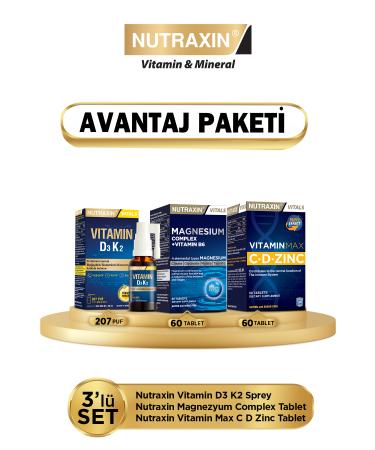 Nutraxin D3K2 Spray - Magnesium Complex + Vitamin B6 - CD Zinc (Advantageous Package)