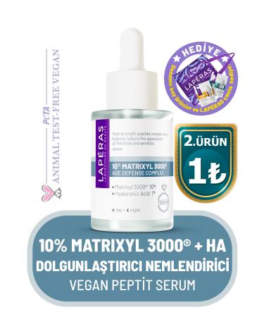 LAPERAS 10% Peptide Matrixyl 3000 1% Hyaluronic Acid Plumping Moisturizing Vegan Peptide Serum
