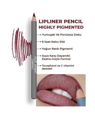 Alix Avien Lip Liner Lipliner Pencil 18 Raspberry Marmalade - Non-smudge Lasting Effect Up to 6 Hours