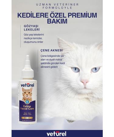Veturel Cat Face Cleansing Solution Cat Acne Tear Stain Eye Drops Discharge Itching Care 100ml - Buy Online on GoSupps.com