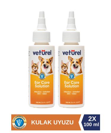 Veturel Dog Ear Cleaning Solution Cat Ear Scabies Dirt Infection Itching Odor Preventive Drops 2x100ml