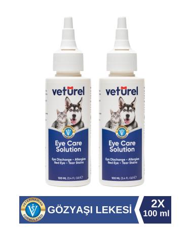 Veturel Cat Eye Drops Dog Eye Cleaning Solution Allergy Redness Infection Tear Stain 2x100ml
