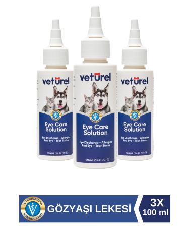 Veturel Cat Dog Eye Cleaning Solution Allergy Redness Infection Tear Care Eye Drops 3x100ml