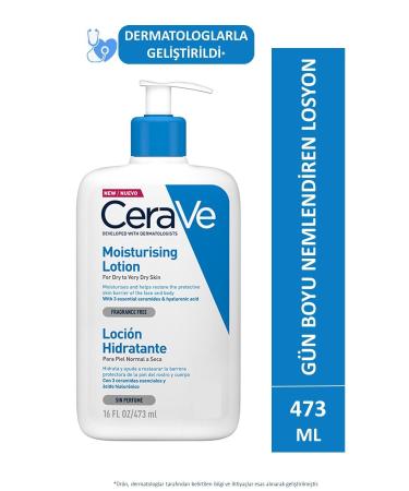 CeraVe Moisturizing Lotion Dry Skin Ceramide and Hyaluronic Acid Face Body 473ml