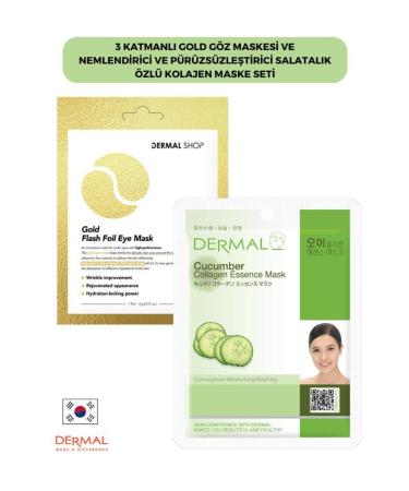 Dermal 3 Layer Gold Eye Mask and Moisturizing and Smoothing Cucumber Collagen Mask Set