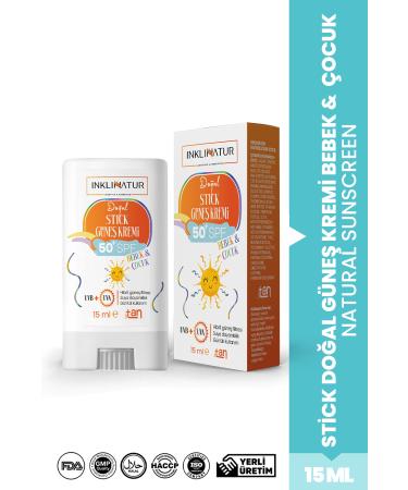 INKLINATUR Spf 50 Natural Stick Sun Cream for Babies and Children - Sensitive Skin Protection