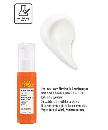 Maru.Derm Sun Cream | SPF 50+ 0 Mineral Filter Sun Cream 50 ML - Buy Online on GoSupps.com
