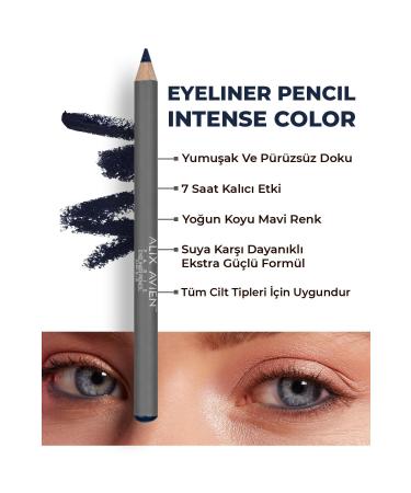 Alix Avien Dark Blue Eyeliner Pencil - Intense Color-Creamy Structure - 7 Hours Lasting Effect - Eyeliner Pencil Dark Blue