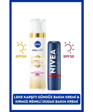 NIVEA Red Tinted Lip Care Cream Sun Protection Anti-Stain Day Face Cream 40ml BLK WW32