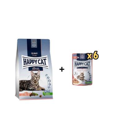 Happy Cat Atlantic Lachs Salmon Cat Food 4 Kg + 6 Pieces Happy Cat Salmon Grain-Free Adult Cat