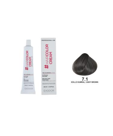 EXODOR Hair Color Cream Ashy Brown 7.1 60 ml x 12 12 Pcs