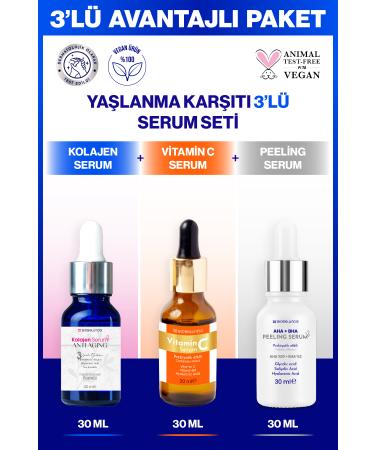 BioBellinda Anti-Aging 3-Piece Serum Set - Collagen Serum & Vitamin C Serum & Peeling Serum