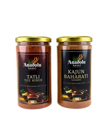 ANATOLIAN HASAT 2 Piece Set-Cajun Spice 250Gr-Sweet Pepper Powder 200Gr Jar