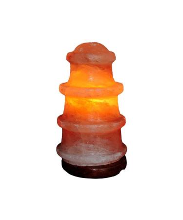 Astra Market Lighthouse Shaped Natural Himalayan Rock Salt Lamp with Wired Bulb Pink 2-3 Kg