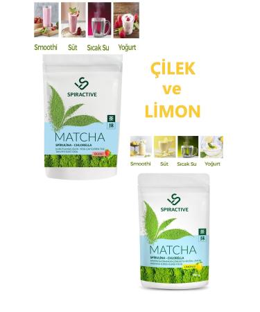 Spiractive Matcha Tea 100 GR Spriluna Strawberry and Lemon Flavored Detox Green Tea Matcha Tea