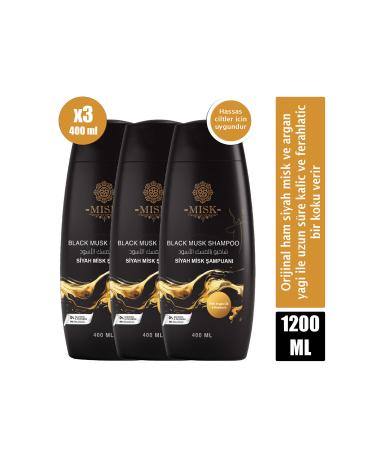 Misk 3 Pieces Original Black Collagen Shampoo 1200 ml