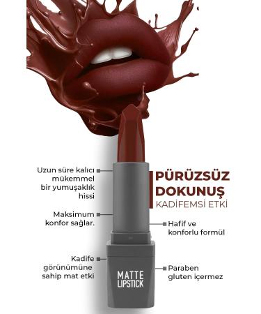 Alix Avien 424 Ruby Red Matte Lipstick - Non-Drying Smooth Touch and Velvety Effect - Matte Lipstick