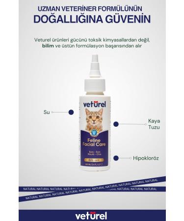 Veturel Cat Face Cleansing Solution Cat Acne Tear Stain Eye Drops Discharge Itching Care 100ml - Buy Online on GoSupps.com