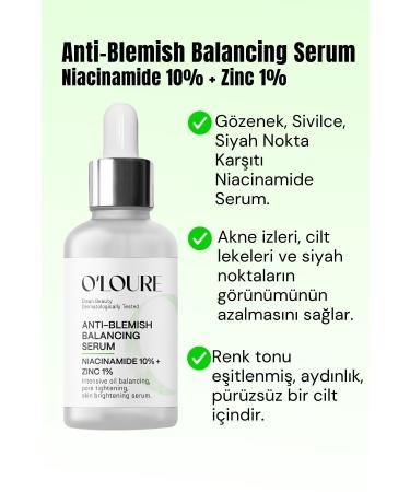 o'loure beauty Anti-blemish Balancing Serum 30ml Niacinamide Blemish Pore Acne Blackhead Serum - Buy Online on GoSupps.com