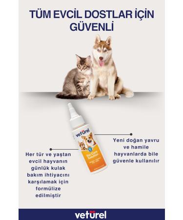 Veturel Dog Ear Cleaning Solution Cat Ear Scabies Dirt Infection Itching Odor Preventive Drops 2x100ml - Buy Online on GoSupps.com
