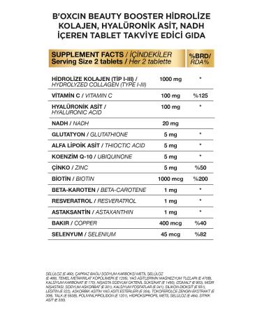 Bioxcin Beauty Booster 60 Tablets - Collagen Nicotinamide CoQ10 Glutathione Astaxanthin Resveratrol Hya Acid. - Buy Online on GoSupps.com