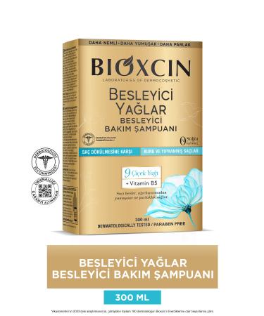Bioxcin Nourishing Oils Care Shampoo 300 ML - Sulfate-Free Dry and Damaged Hair Anti-Hair Loss