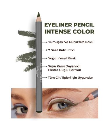 Alix Avien Green Eyeliner Pencil - Intense Color - Creamy Texture - Lasting Effect Up to 7 Hours - Eyeliner Pencil Green