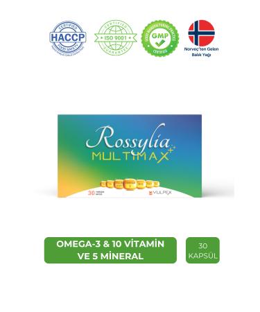 Rossylia Multimax Omega-3 Folic Acid Iodine B12 Containing Multivitamin and Multimineral 30 Capsules